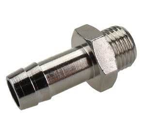 Einschraub-Schlauchtülle, Messing vernickelt, zylindrisch, G 1/2 AG, Schlauchanschluss &Oslash; 6mm