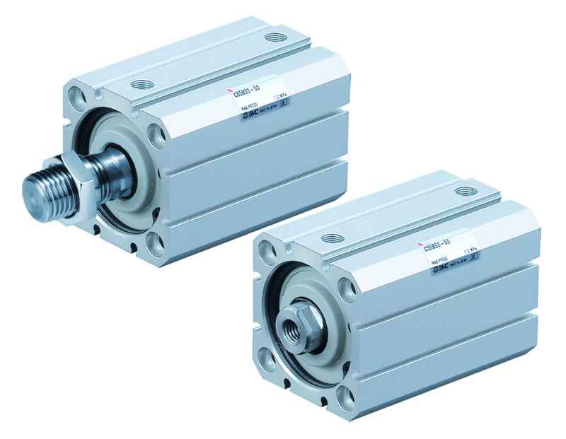 SMC Pneumatik - C(D)55, ISO-Kompaktzylinder (ISO21287), doppeltwirkend, einseitige Kolbenstange, eingebauter Magnetring, (Durchgangsbohrung / Gewindebohrung beidseitig), 20, 5, ohne Signalgeber