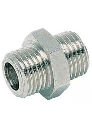 Doppelnippelverschraubung, Messing vernickelt