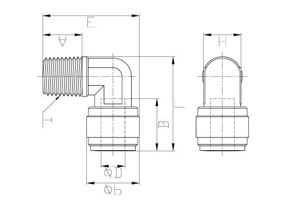 Steckanschlussverbinder Push-In, Anschlussgewinde 1/8 BSPT,R, O.D. Schlauchgroesse 4mm