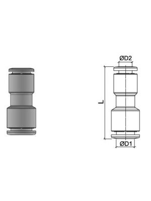 Reduzierter Steckanschlussverbinder aus Edelstahl AISI 316L