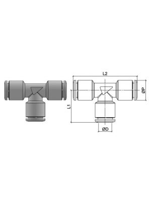 T-Steckanschlussverbinder aus Edelstahl AISI 316L