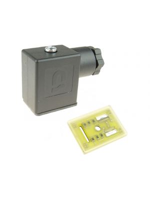 Gerätestecker Bauform B mit leuchtender Dichtung 12V/24V mit LED und Zehnderdiode