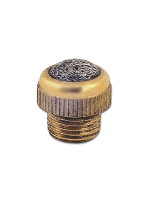 Schalldämpfer aus Edelstahldraht genietet auf runder, gerändelter Messingbasis